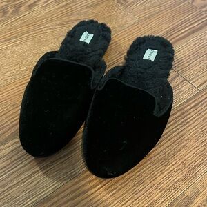Birdies Black Velvet Faux Fur Phoebe Slippers
